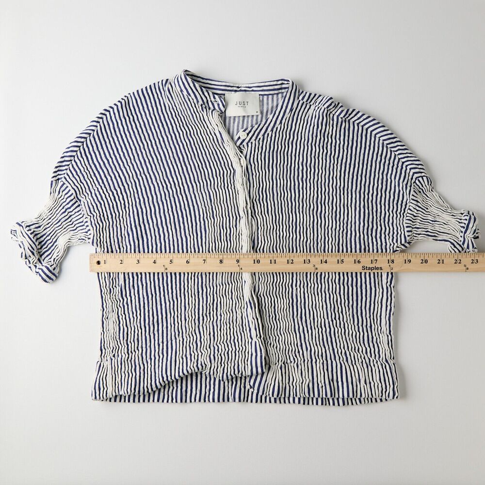 Just Female Blouse Shirt Women's Medium Striped Classic Resort Costal Preppy - Picture 3 of 8